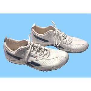 Reebok White Perforated Leather Athletic Sneakers Sz 9.5  Sports Running Shoes
